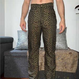 Fendi Leopard Print Straight Leg Jeans